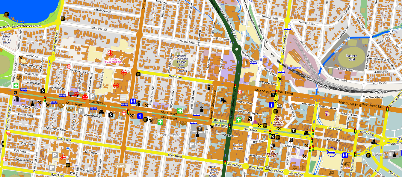 Ballarat inner city map
