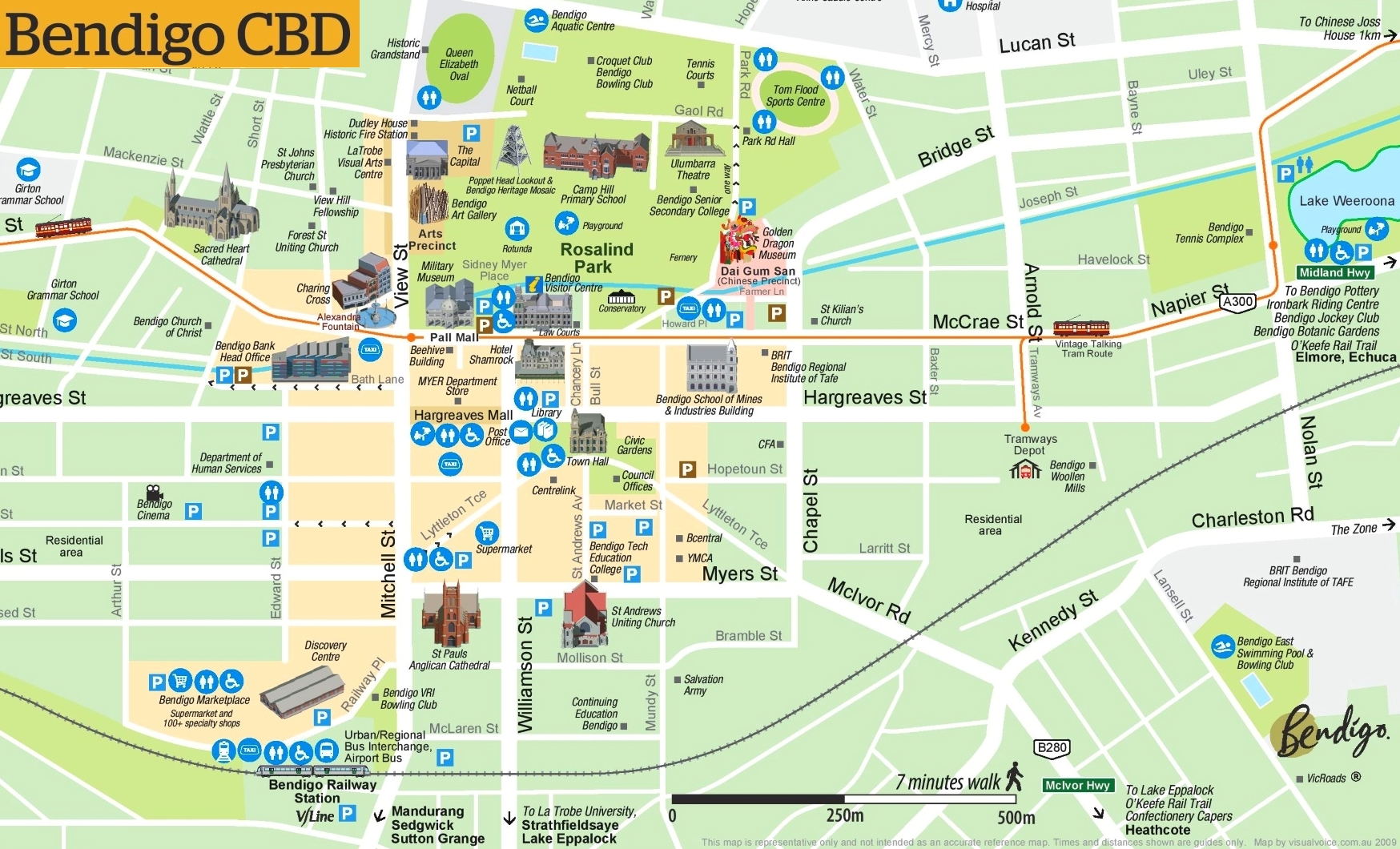 Bendigo sightseeing map
