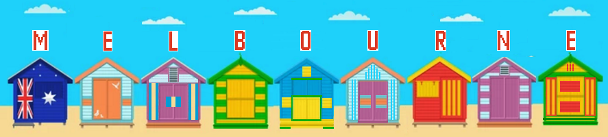 Melbourne cartoon with beach houses