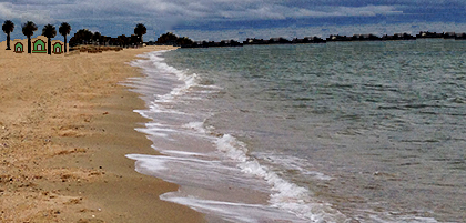 St Kilda beach three early houses