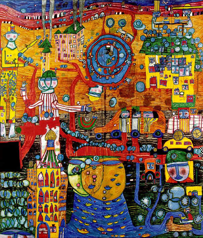 Hundertwasser painting about architecture
