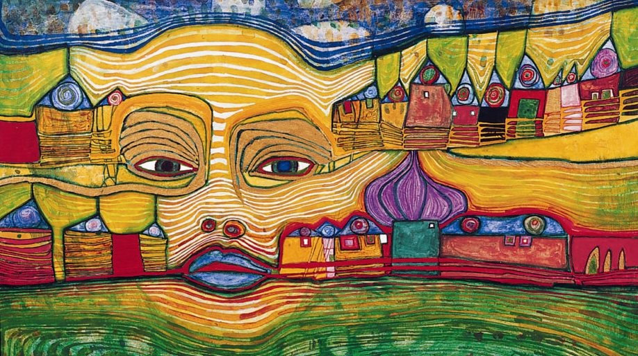 Hundertwasser painting about architecture