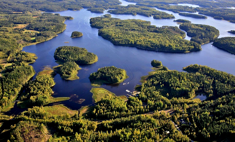 Landscape with many lakes