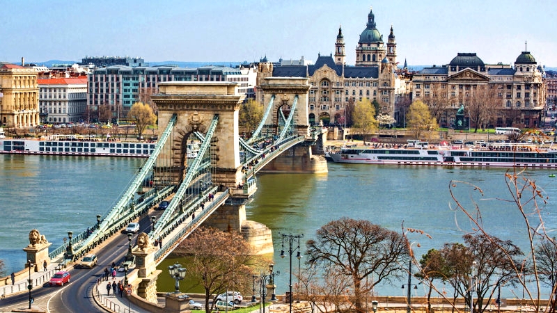 Budapest river and bridge