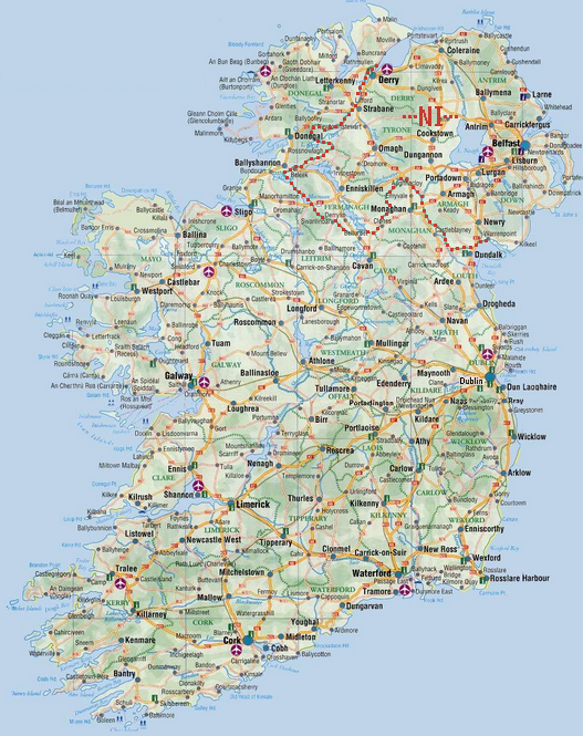 Ireland detailed map