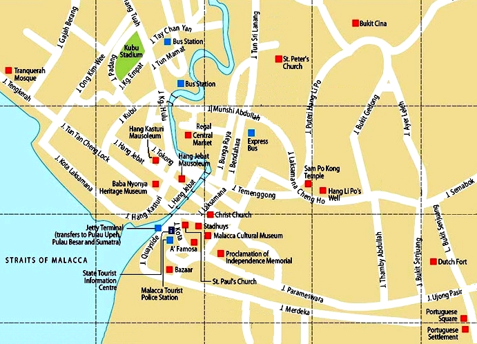 Malacca city map