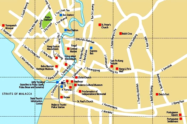 Malacca city map