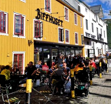 Street with cafe