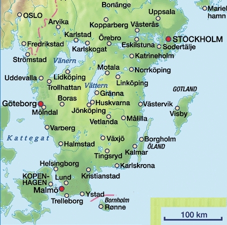 Sweden south map