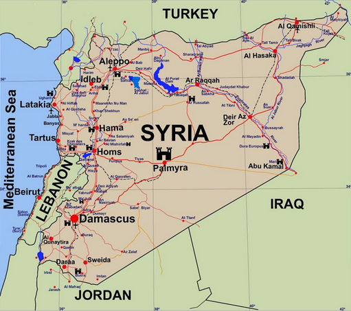 Syria map detailed